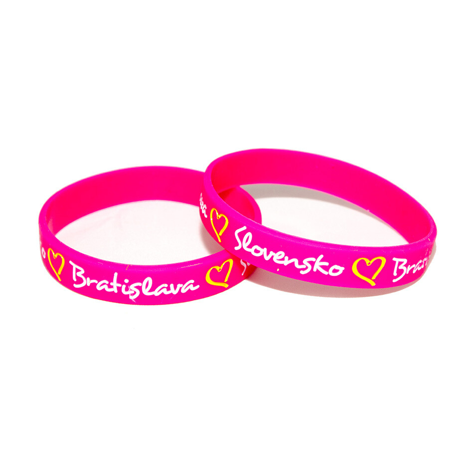 Náramek silikonový Love Bratislava Slovensko - růžový
