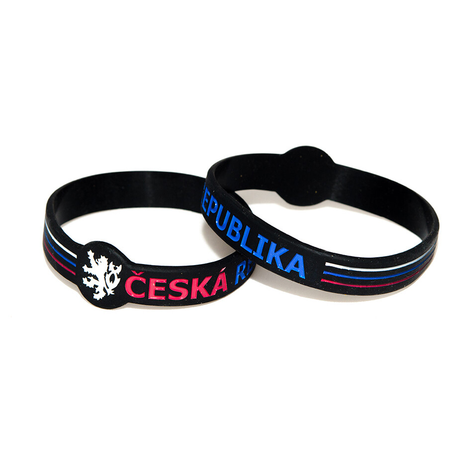 Náramek silikonový Česká republika - černý