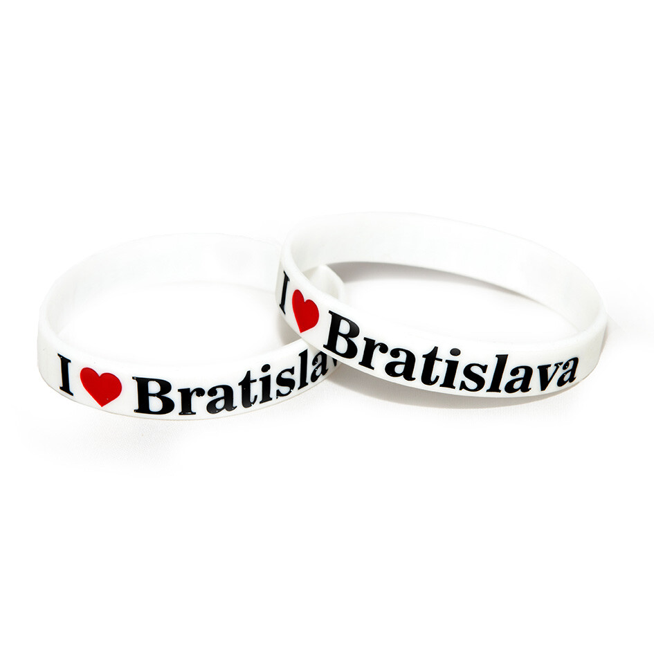 Náramek silikonový I Love Bratislava - bílý