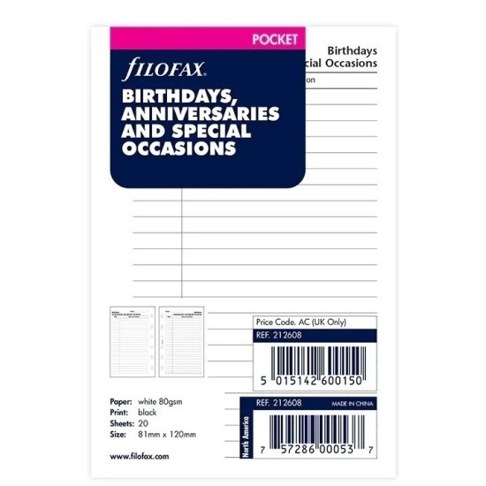 Náplň Filofax - kapesní - narozeniny, výročí - 212608