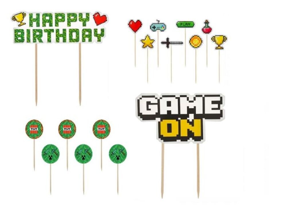 Sada Minecraft - zápichy do dortu - Pixel - 16 ks - GoDan