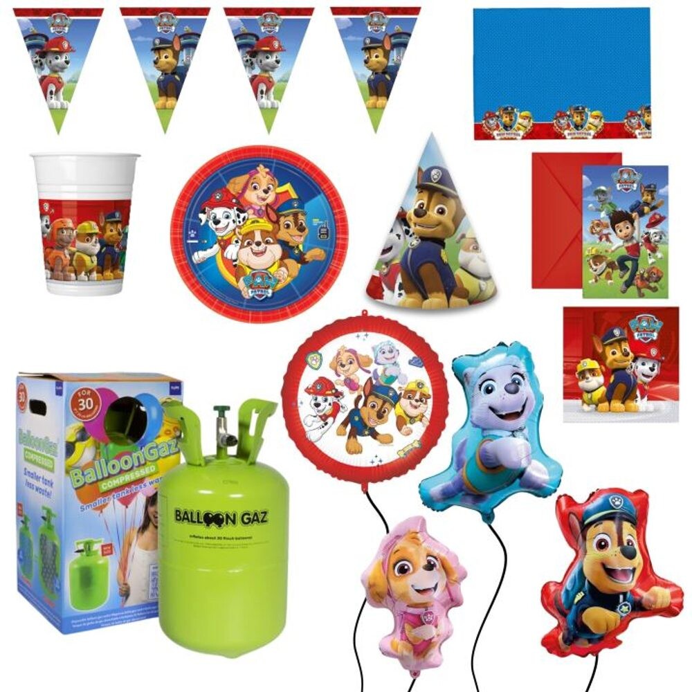 Dětská narozeninová sada Tlapková Patrola - Paw Patrol s balónky a heliem - 10 osob - VYPRODEJ