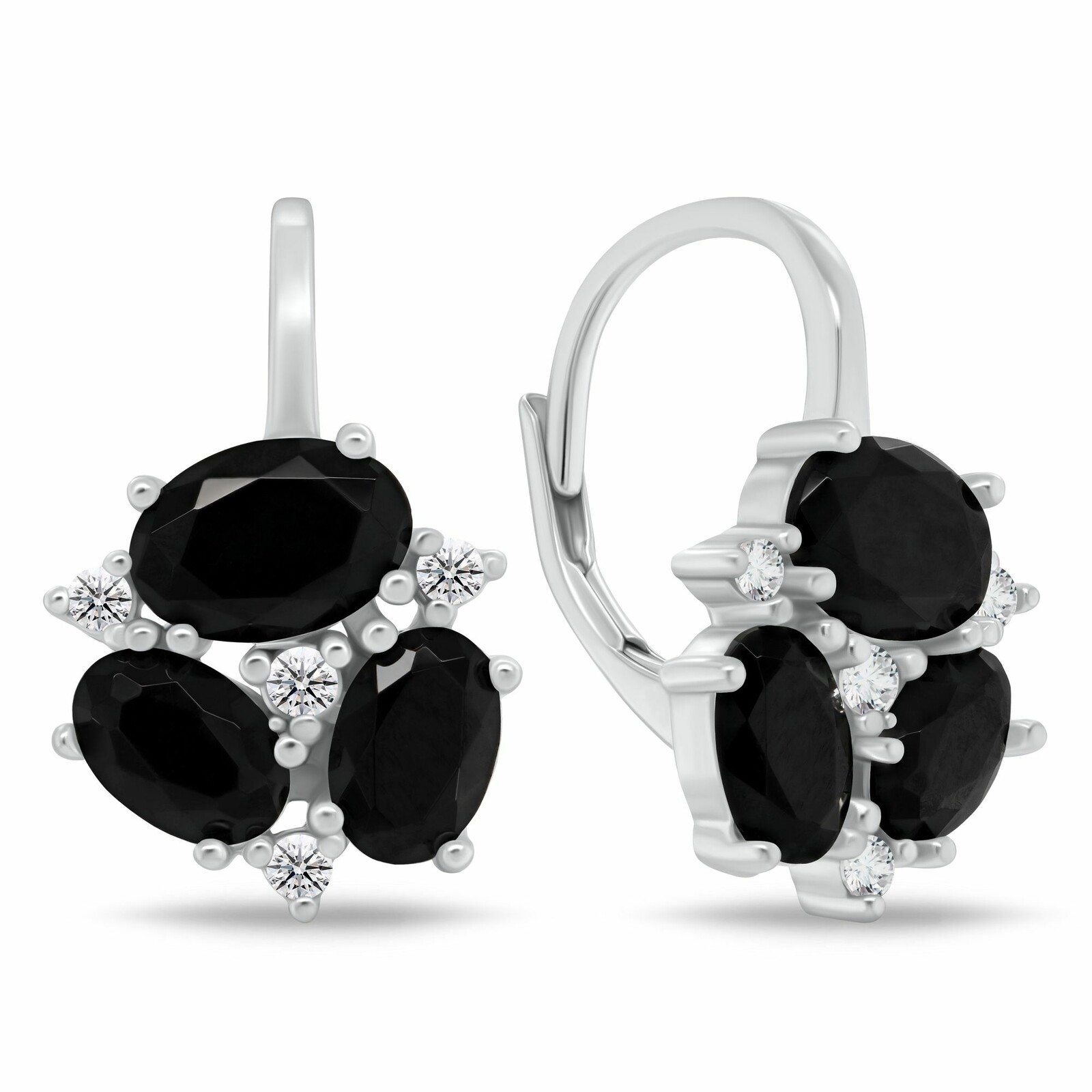 Brilio Silver Stylové stříbrné náušnice s černými zirkony EA1182WBC