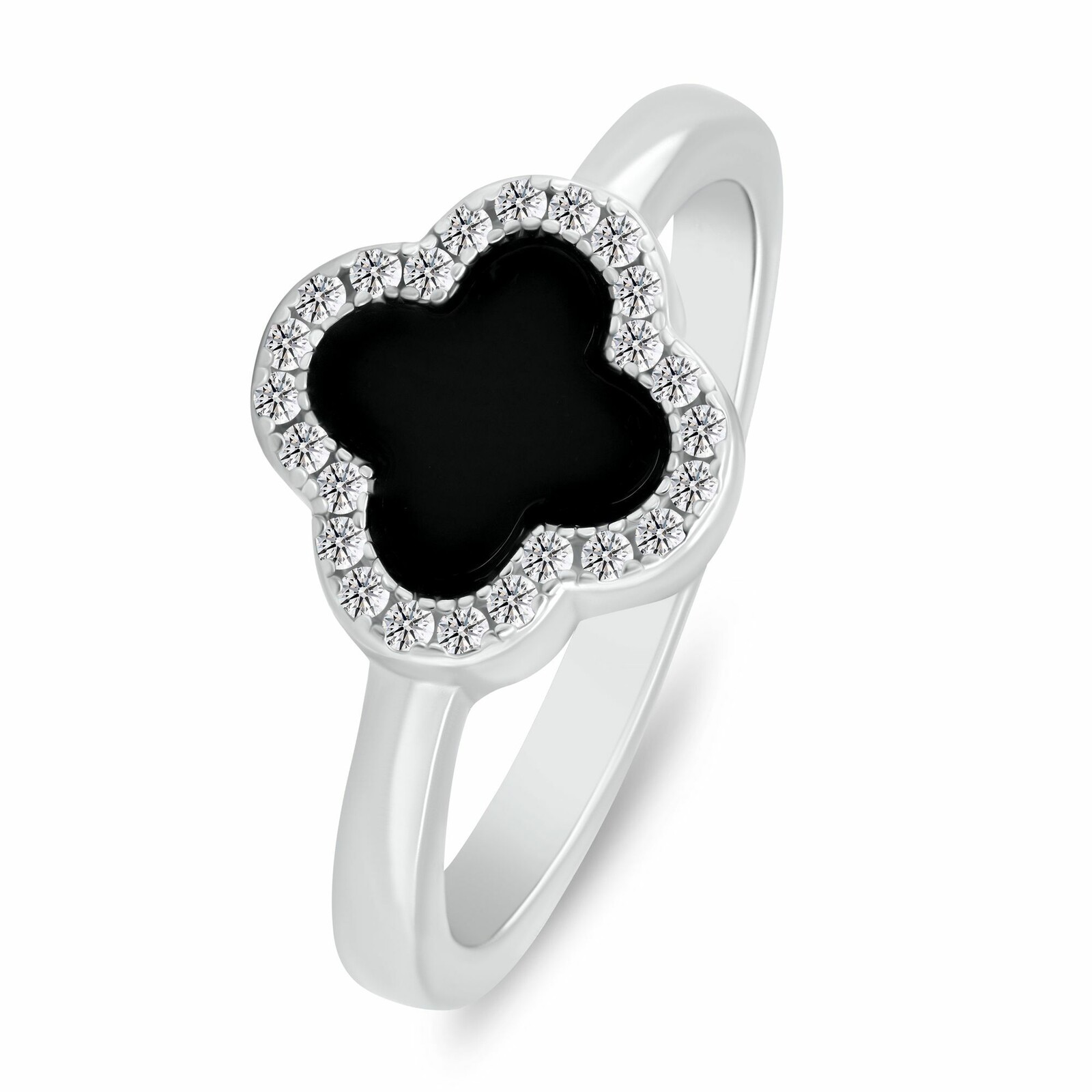 Brilio Silver Stříbrný prsten Čtyřlístek se zirkony RI152WBC 50 mm