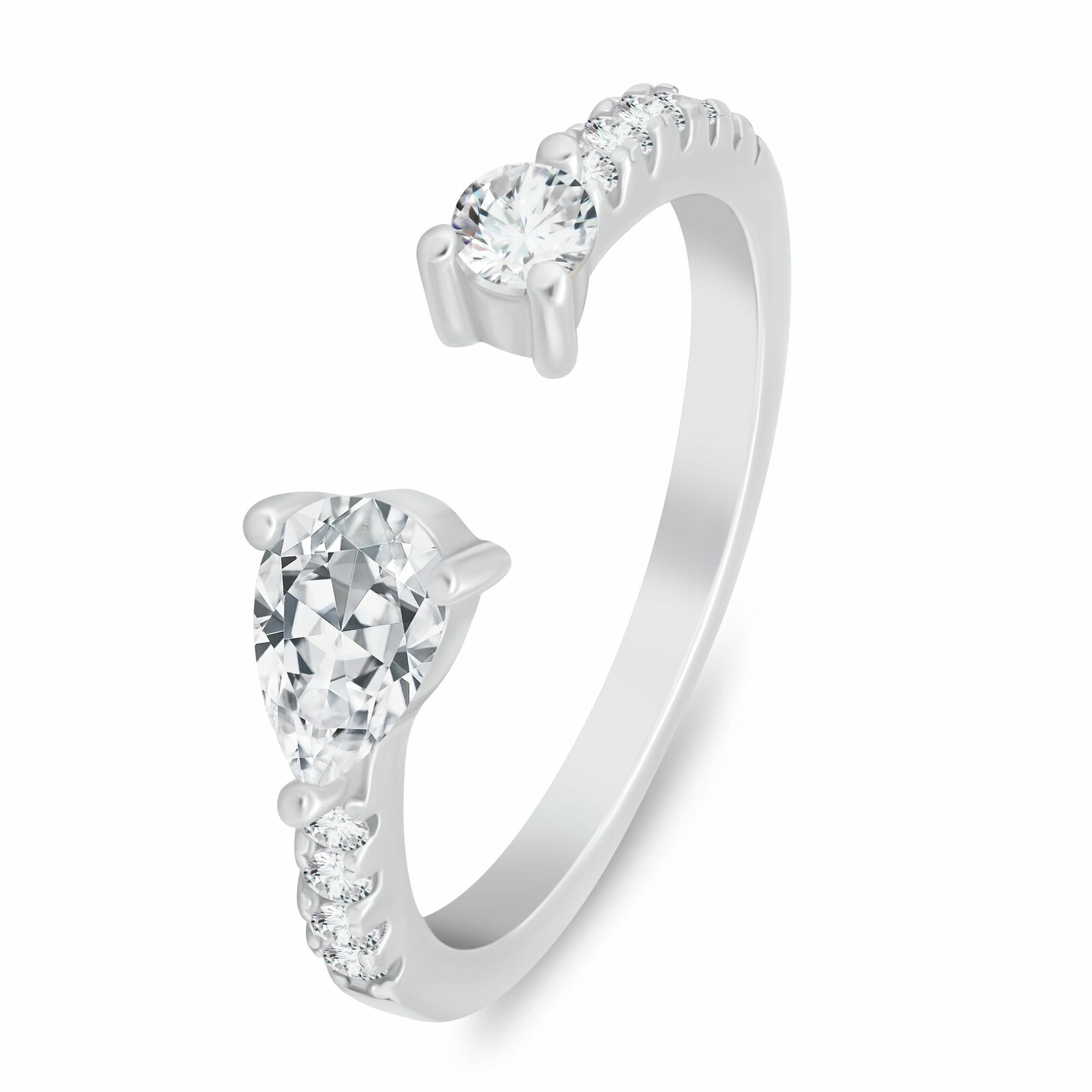 Brilio Silver Třpytivý otevřený prsten s kubickými zirkony RI146W 50 mm