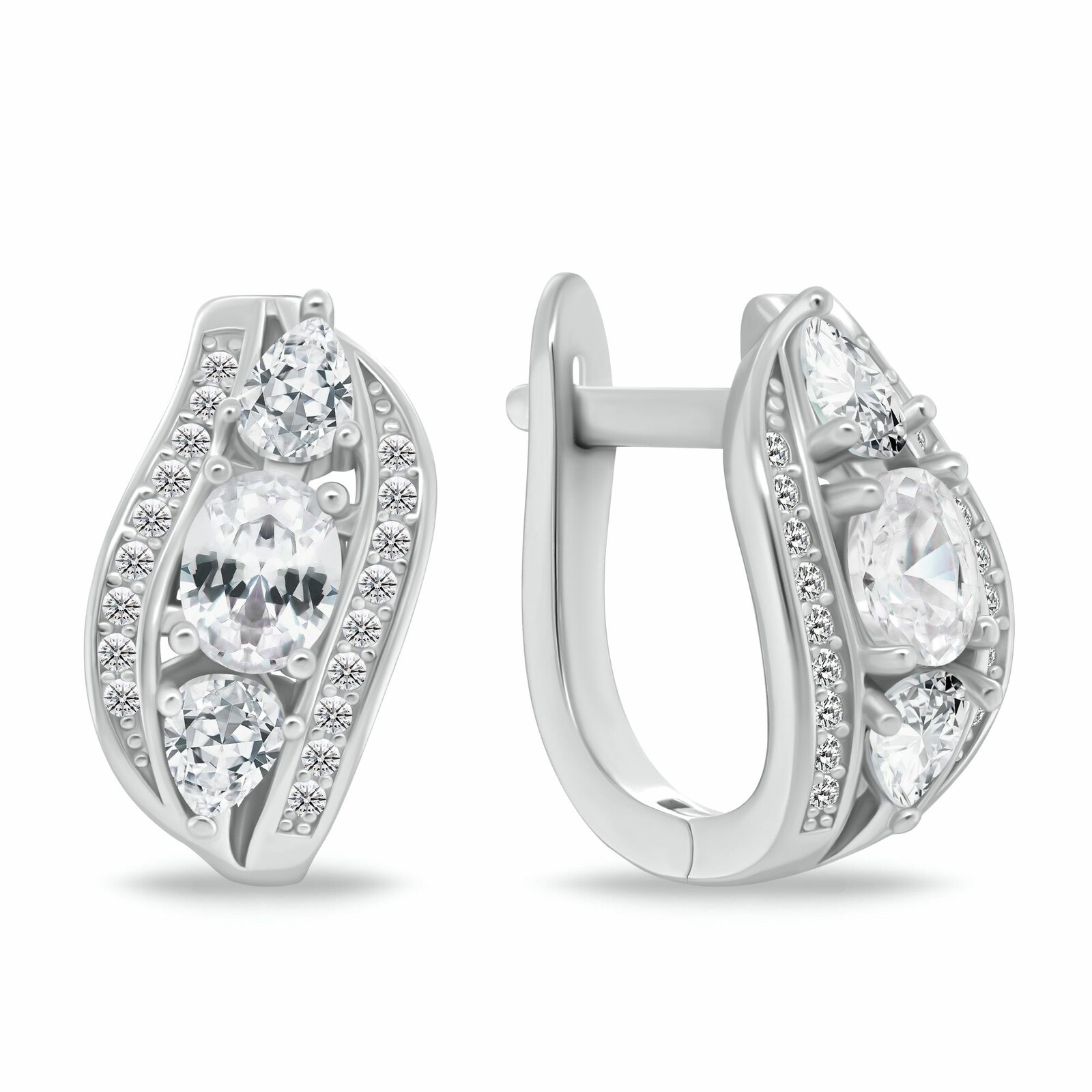 Brilio Silver Luxusní stříbrné náušnice se zirkony EA1180W