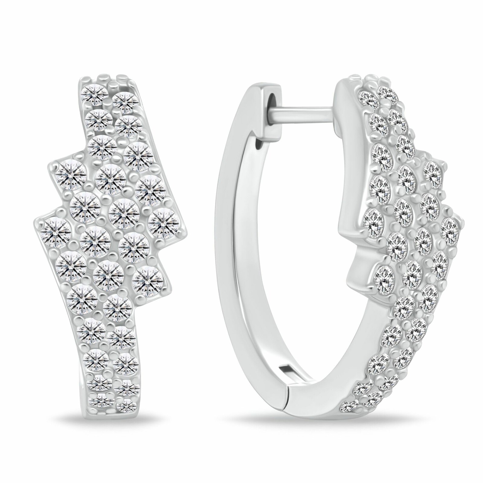 Brilio Silver Blyštivé kruhové náušnice se zirkony EA1181W