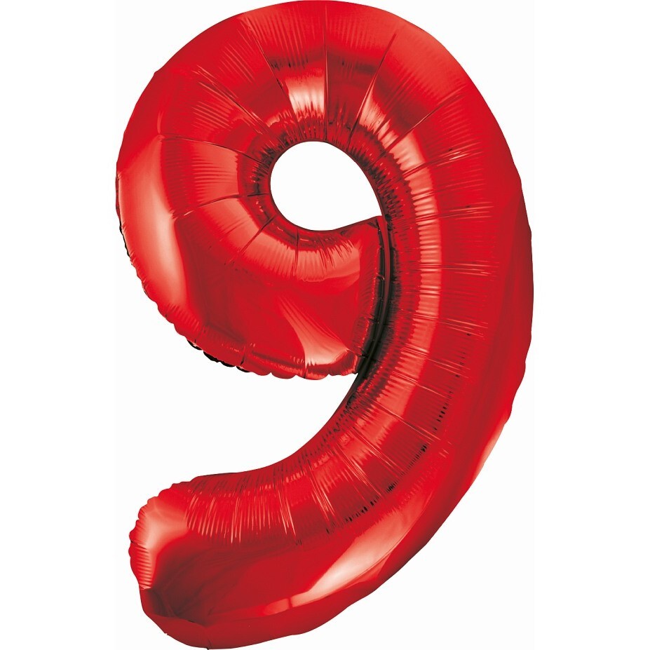 Balónek fóliový čislice 9 červená 85cm