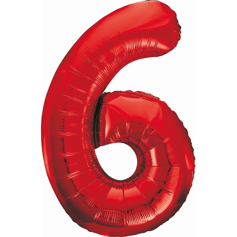 Balónek fóliový čislice 6 červená 85cm