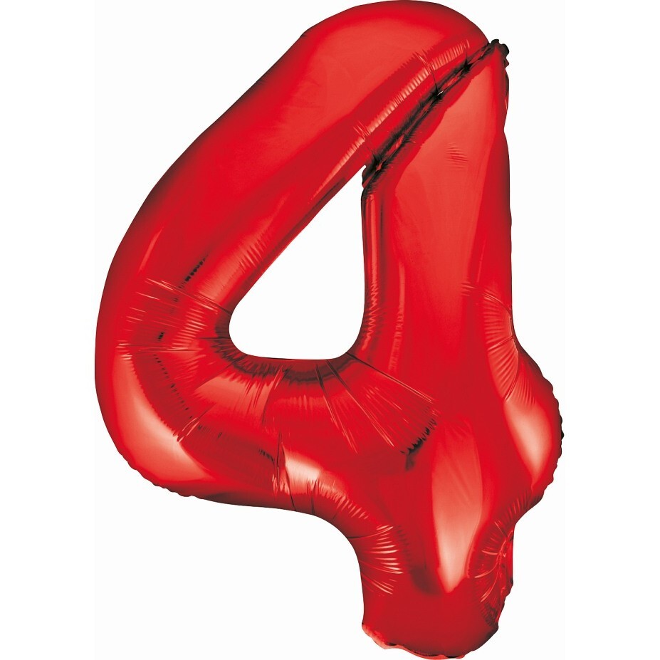 Balónek fóliový čislice 4 červená 85cm