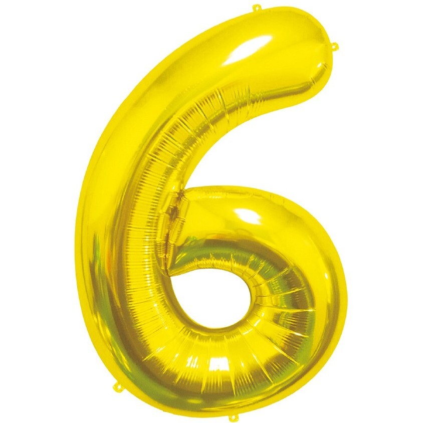 Balónek fóliový číslice 6 zlatá 85cm