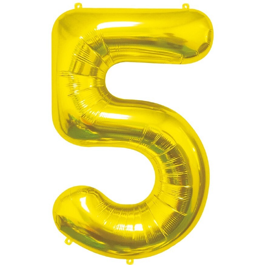 Balónek fóliový číslice 5 zlatá 85cm