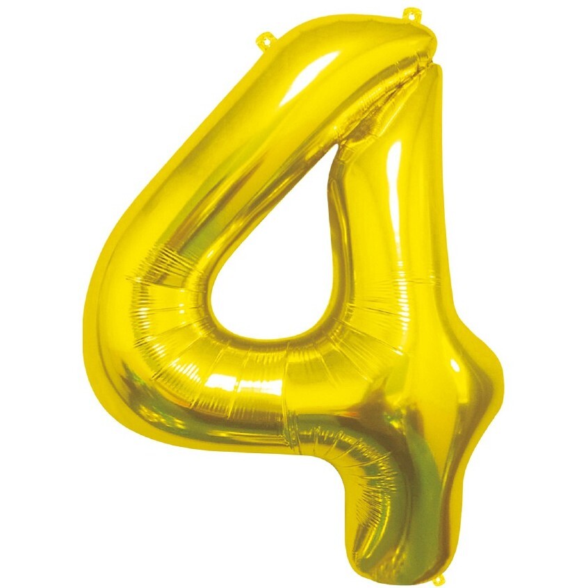 Balónek fóliový číslice 4 zlatá 85cm