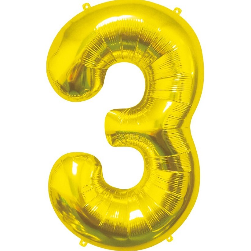 Balónek fóliový číslice 3 zlatá 85cm