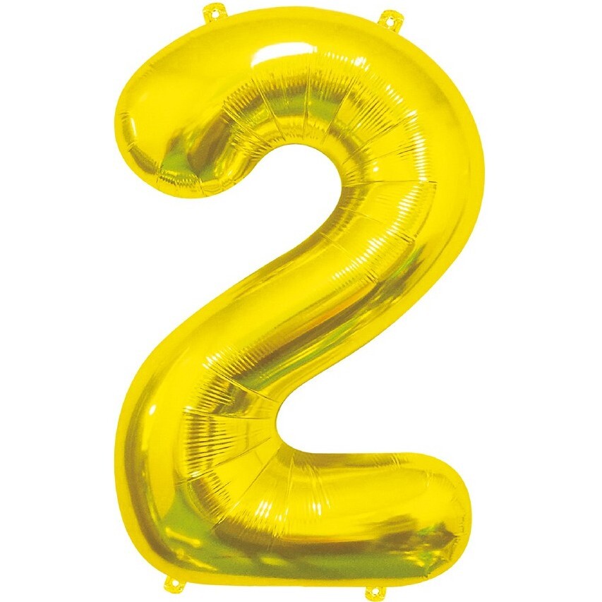 Balónek fóliový číslice 2 zlatá 85cm
