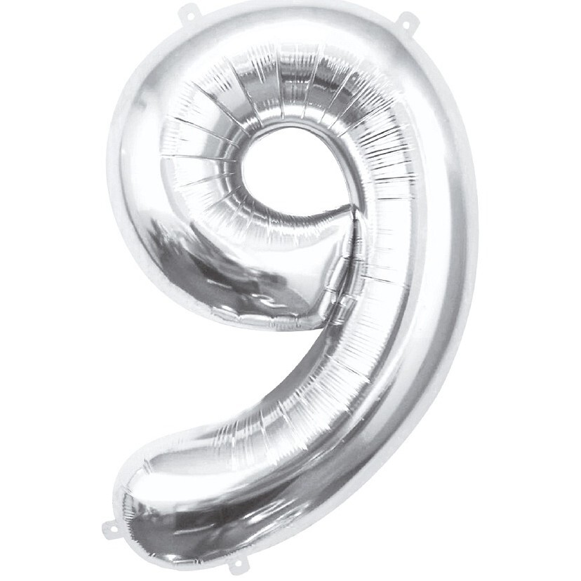 Balónek fóliový číslice 9 stříbrná 85cm
