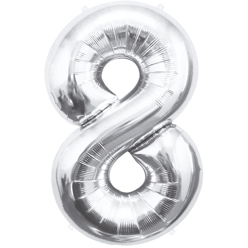 Balónek fóliový číslice 8 stříbrná 85cm