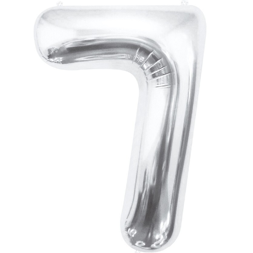 Balónek fóliový číslice 7 stříbrná 85cm