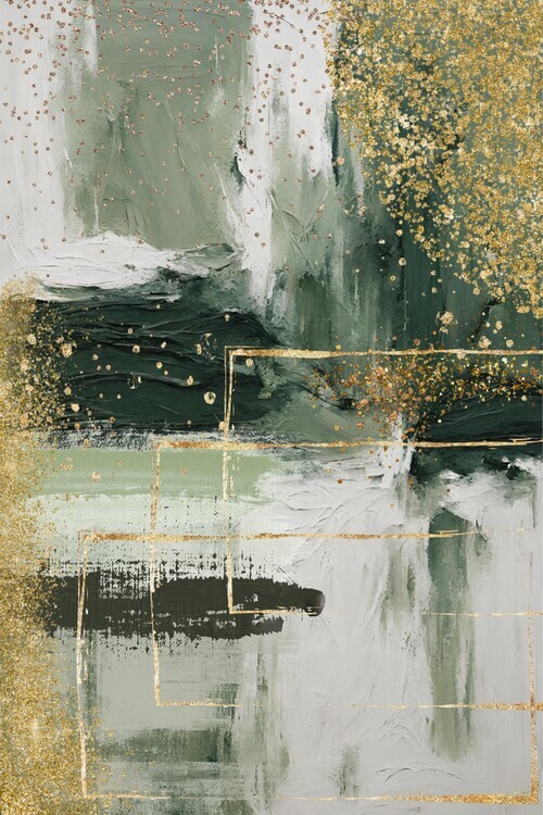 Sally Ann Moss Ilustrace Green and Gold Moment I, Sally Ann Moss, 26.7 × 40 cm