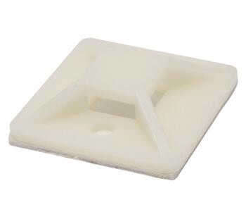 Příchytka pro vázací pásky, 25 x 25mm, samolepící, bílá, 10ks