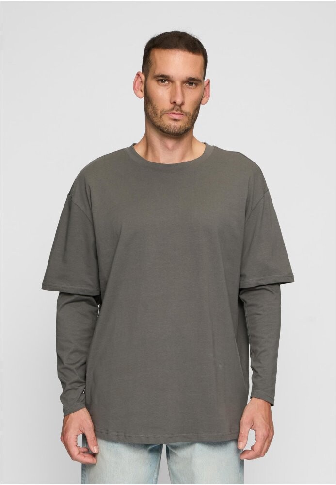 Oversized Shaped Double Layer LS Tee - darkshadow/darkshadow XL