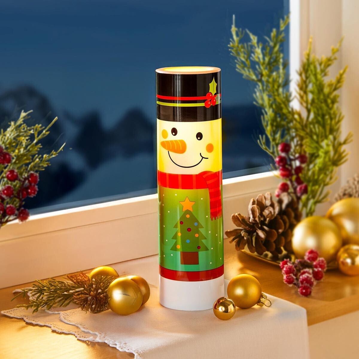 Die moderne Hausfrau LED Svíčka Sněhulák