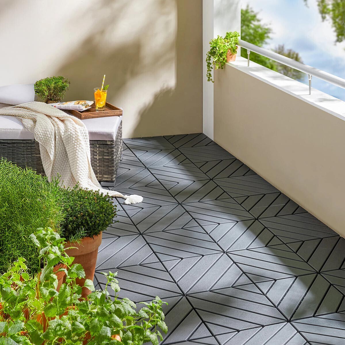 Die moderne Hausfrau Terasové dlaždice, tmavě šedé, 8 ks