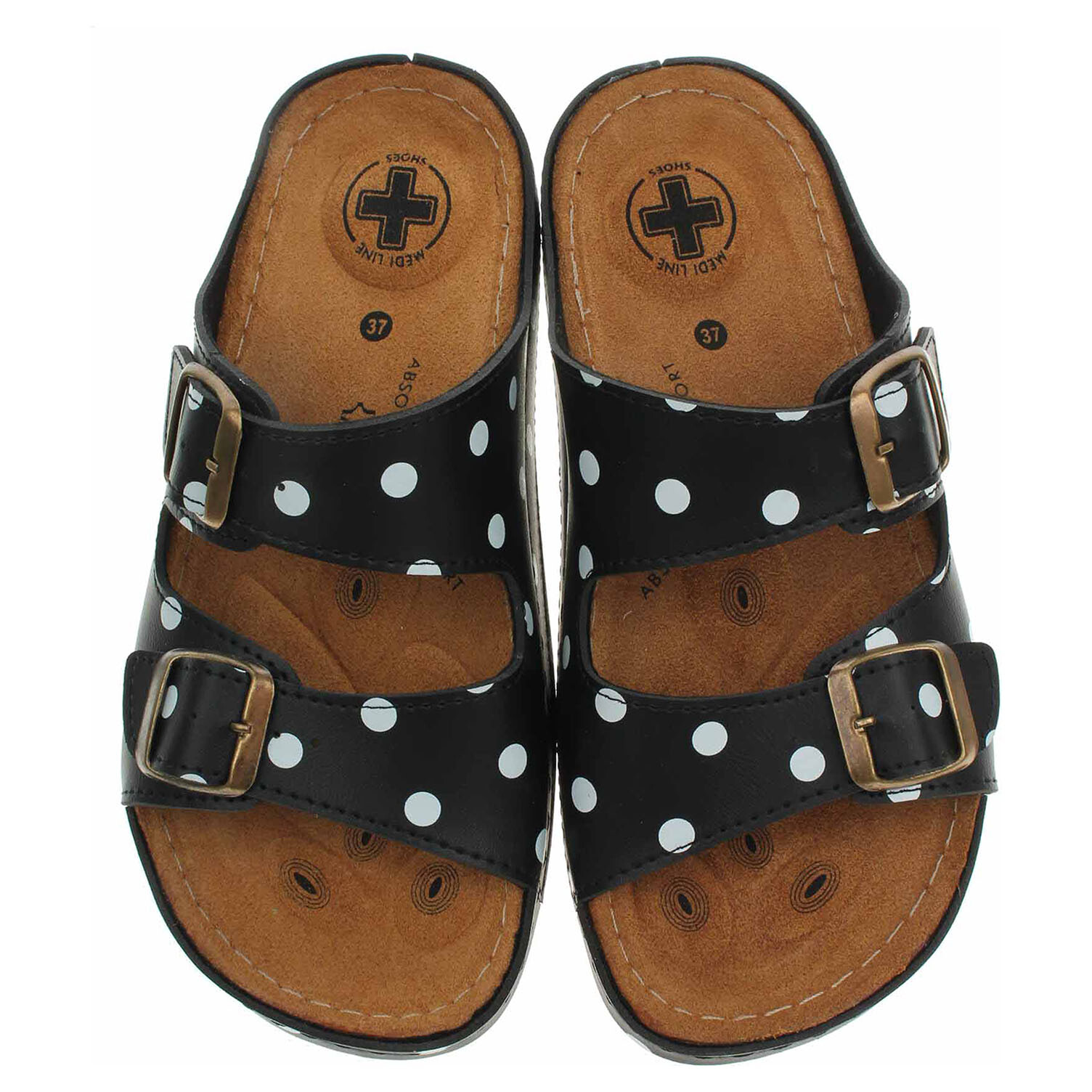 Ecco Dámské pantofle Medi Line S182.002 black dots 23400579