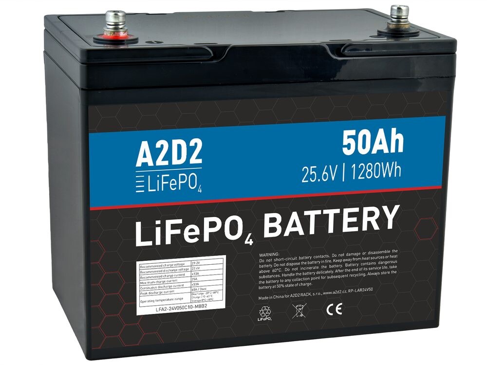 A2D2 Baterie LiFePO4 25,6V 50Ah M8