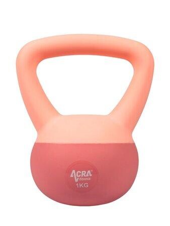 ACRA Soft PVC Kettlebell 1 kg, růžový
