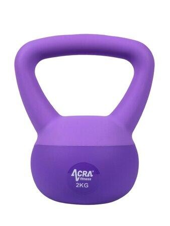 ACRA Soft PVC Kettlebell 2 kg, fialový