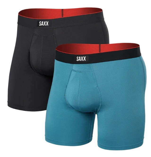 Saxx MULTI-SPORT MESH BOXER BRIEF FLY 2PK hydro blue/faded black Velikost: L