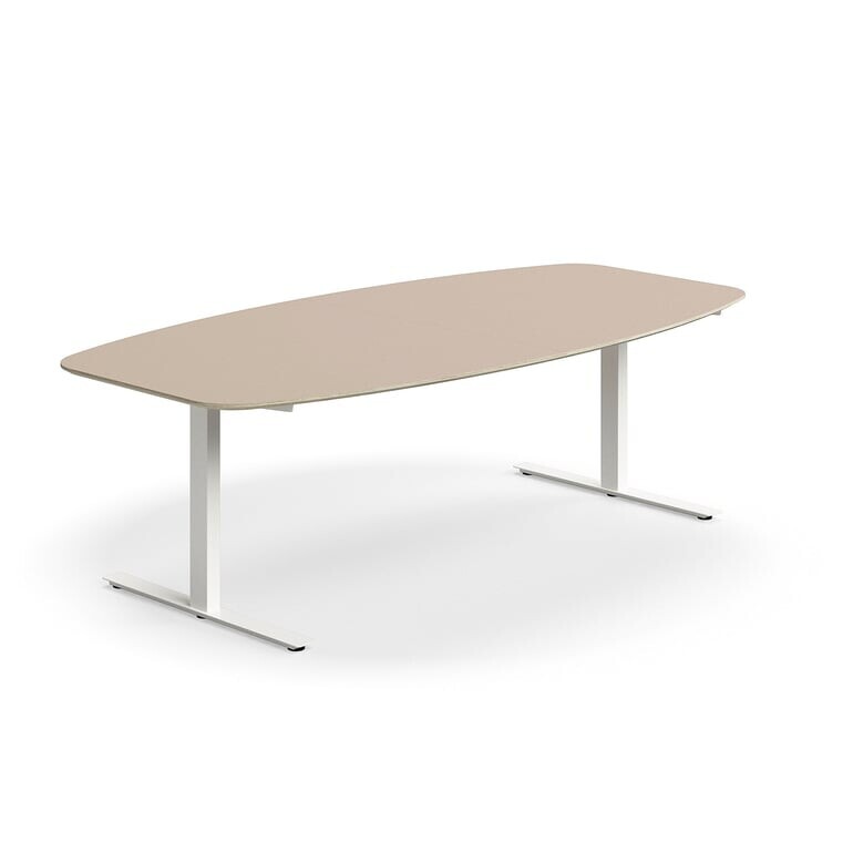 Jednací stůl NOVUS, T-nohy, 2400x1200 mm, bílá/jílově šedá
