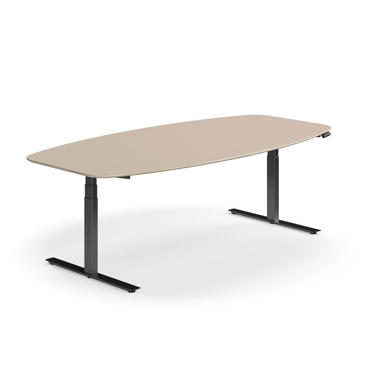 Jednací stůl NOVUS, výškově nastavitelný, 2400x1200 mm, černá/jílově šedá