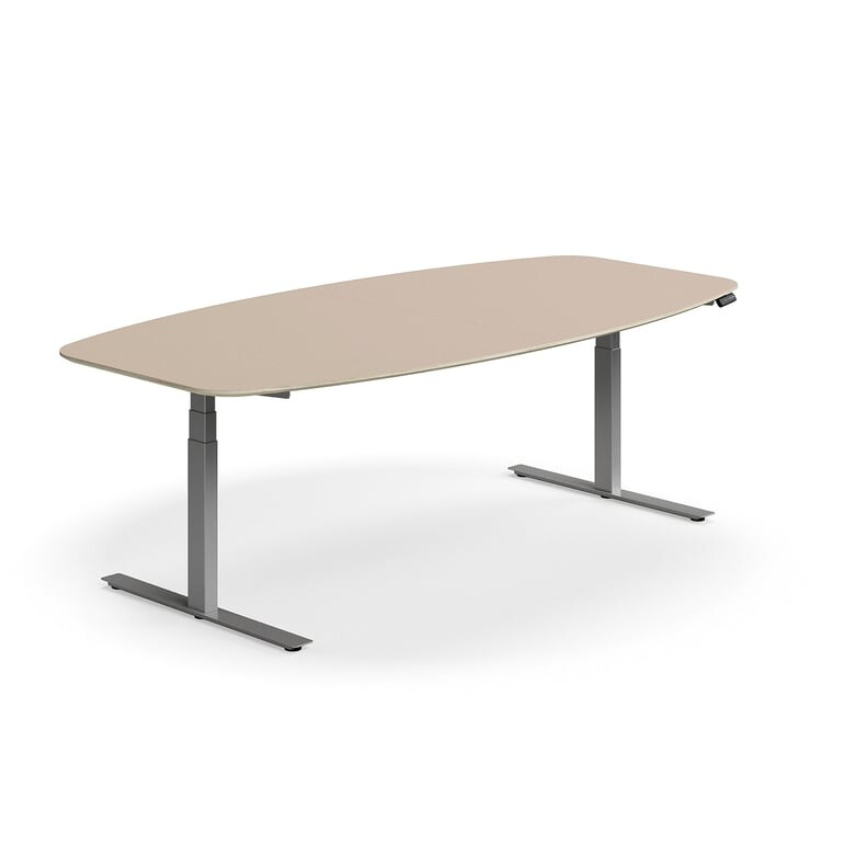 Jednací stůl NOVUS, výškově nastavitelný, 2400x1200 mm, stříbrná/jílově šedá