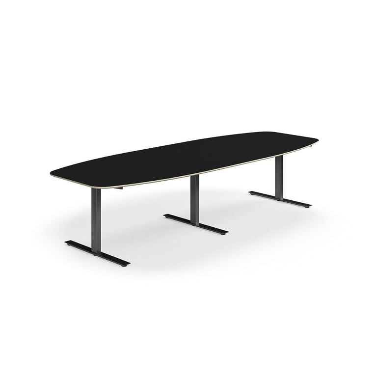 Jednací stůl NOVUS, T-nohy, 3200x1200 mm, černá