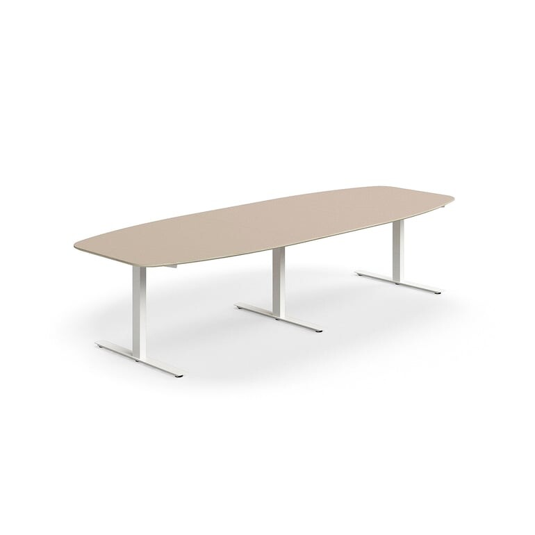 Jednací stůl NOVUS, T-nohy, 3200x1200 mm, bílá/jílově šedá