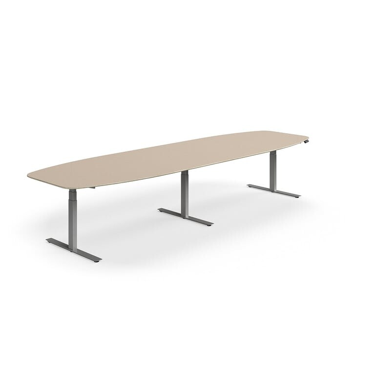 Jednací stůl NOVUS, výškově nastavitelný, 4000x1200 mm, stříbrná/jílově šedá