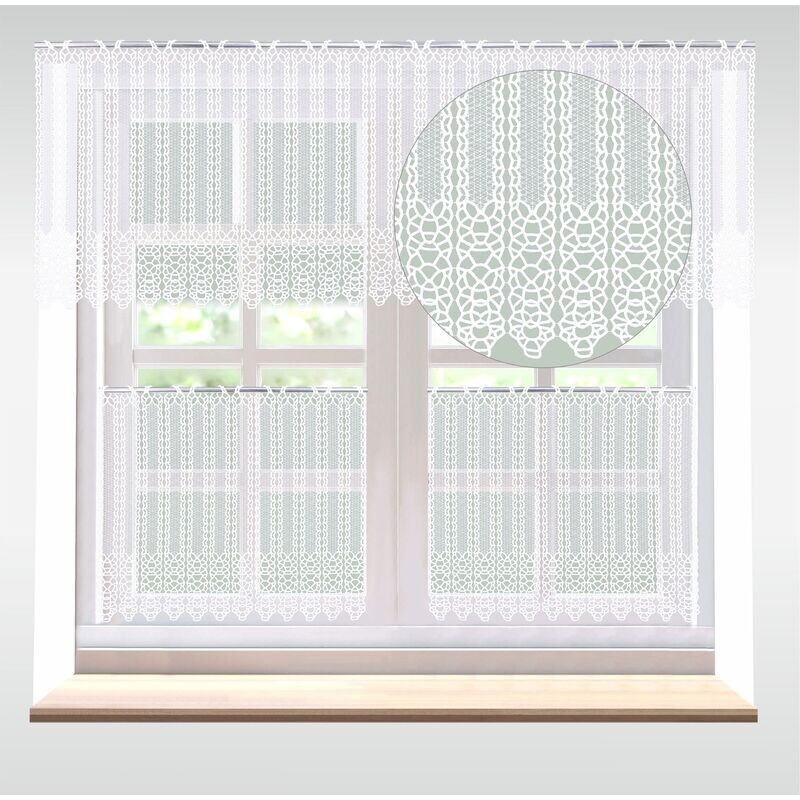 Záclona macramé, Irena vitrážka metráž, bílá 40 cm