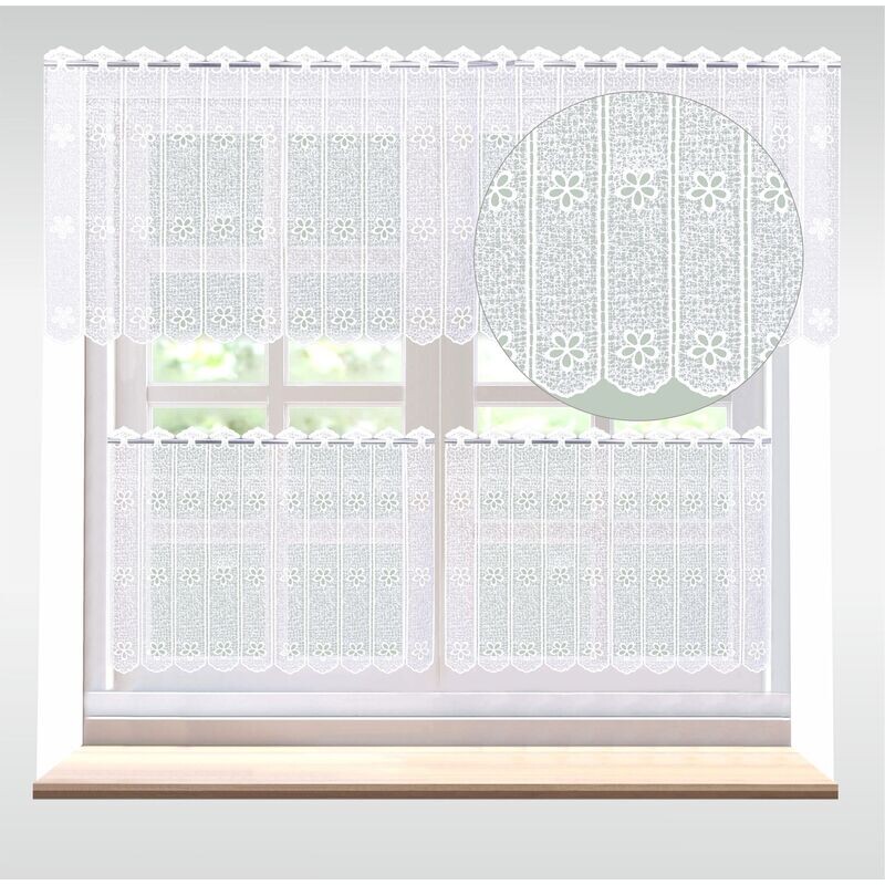 Záclona macramé, Květa vitrážka metráž, bílá 40 cm