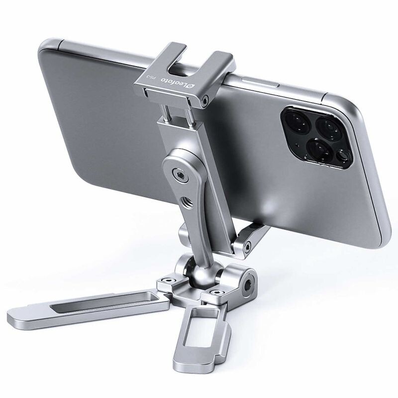 LEOFOTO PS-3S stříbrná svorka na telefon se stojánkem
