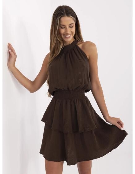 Mušelínová letní šaty tmavě hnědé