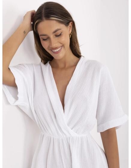 Mušelínové šaty s krátkými rukávy bílé