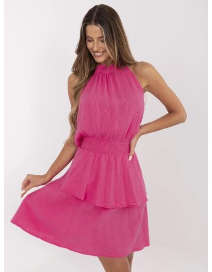 Mušelínové šaty s gumou v pase fuchsiové