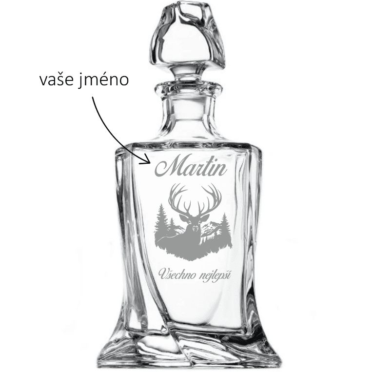 Dekorant Bohemia Crystal křišťálová karafa na whisky pro myslivce JELEN