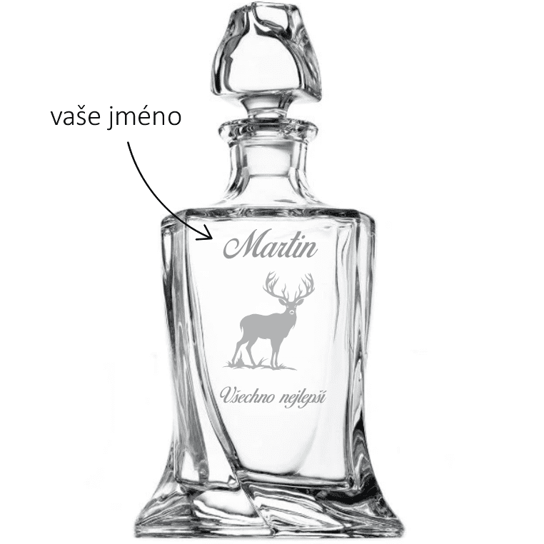 Dekorant Bohemia Crystal křišťálová karafa na whisky pro myslivce JELEN 2