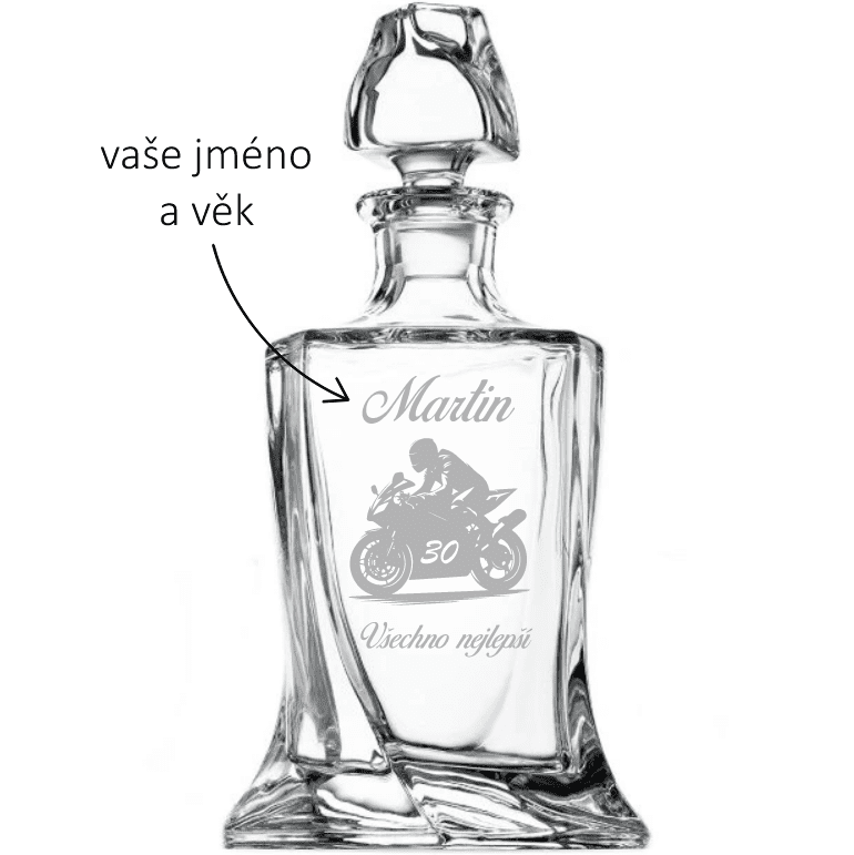 Dekorant Křišťálová karafa na whisky pro motorkáře MOTORKÁŘ