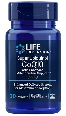 Life Extension Super Ubiquinol CoQ10 with Enhanced Mitochondrial Support, koenzym Q10, 50 mg, 30 softgel kapslí