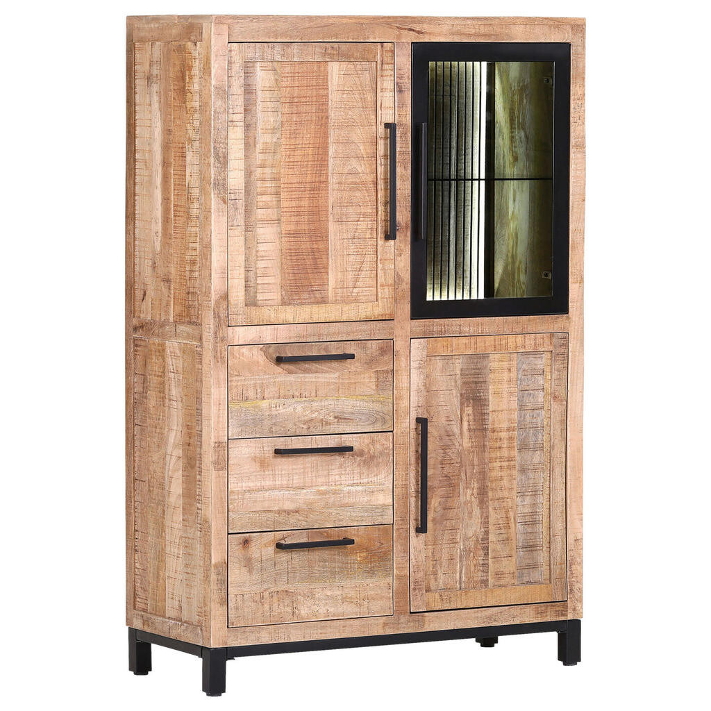 Livetastic VYSOKÁ KOMODA, mangové dřevo, přírodní barvy, černá, 95/145/43 cm