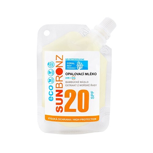 Vivaco Sunbronz Opalovací mléko SUN BRONZ SPF 20 - Coral Friendly cestovní balení 50 ml